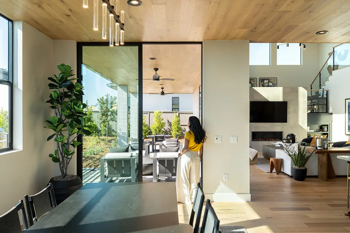 Woman enjoying her open concept home